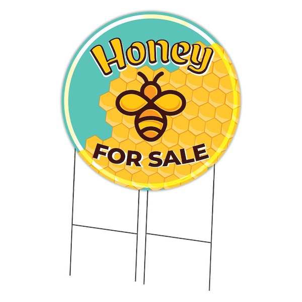 Farmers Market Honey Double Sided Corrugated Plastic Circle Yard Sign, C-36-CIR-DS-WS-Honey for Sale