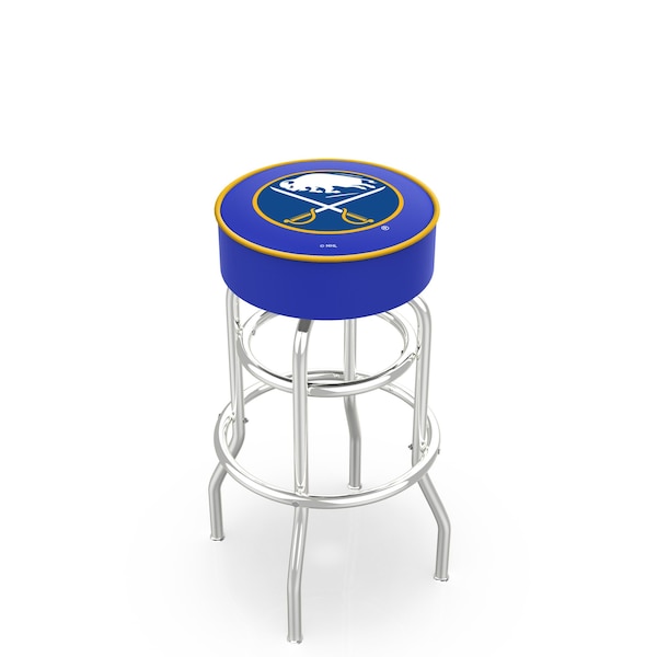 25" Buffalo Sabres Cushion Seat, 2-Ring Chrome Swivel Bar Stool