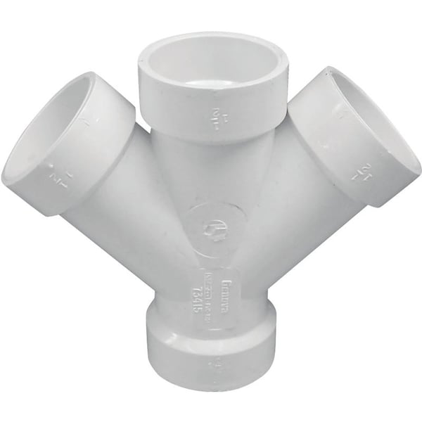 B  K 05840H Double Pipe Wye, 3 in, Hub, PVC, White, SCH 40 Schedule