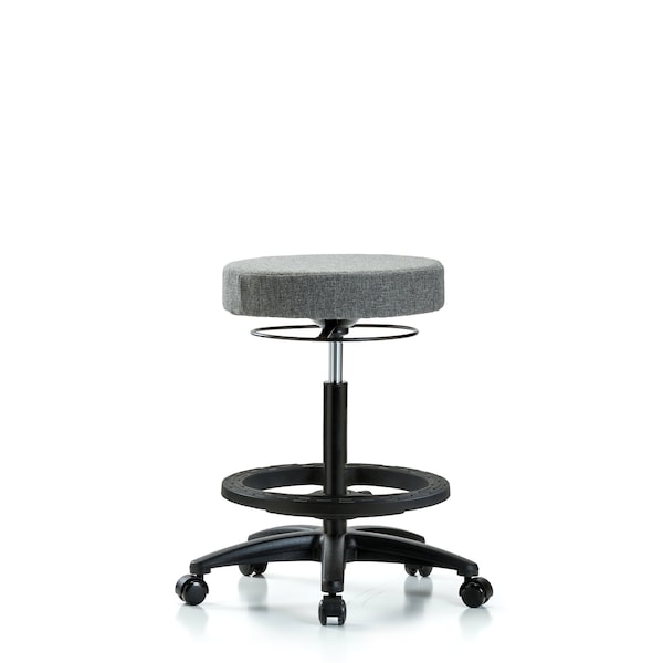 Bench Stool, Hi, Fabric, BF, Casters, Gry