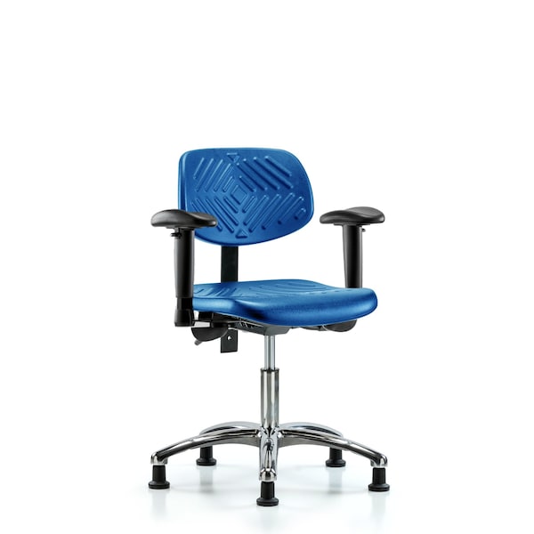 Poly Chair Chrome, Desk, Arms, Glides, Blue