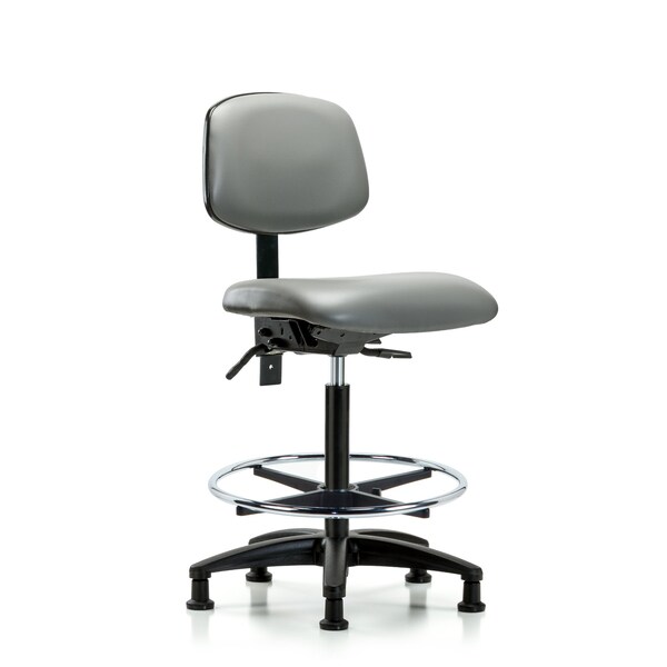 Vinyl Chair, High Bench, Foot Ring, Glides, Sterling