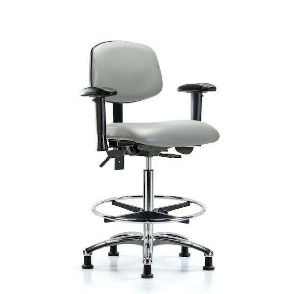Chair, Vin, Hi Bench, Chr AA CF Glides, Dov, 6-Way Adjustable, 26" to 35-1/2" Height, Dove