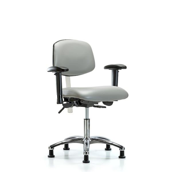 Clean Room Chair Desk Chair, Vin, Chrm, AA, Glides, Dov, CL100, Adjustable Arms, 18" to 23" Height, Vinyl