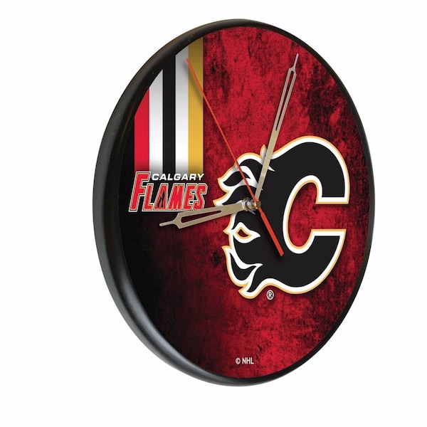 Calgary Flames 13" Solid Wood Clock