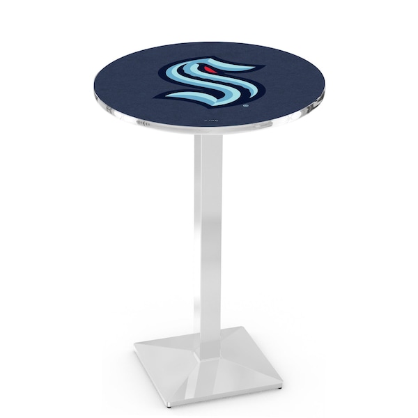 42" Chrome Seattle Kraken Pub Table with 36" dia. top