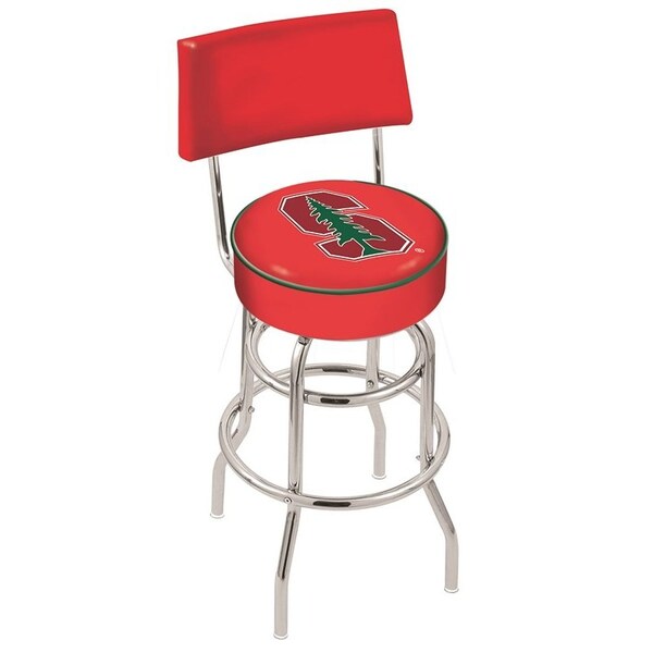 25" Chrome 2-Ring Stanford Swivel Bar Stool, Back