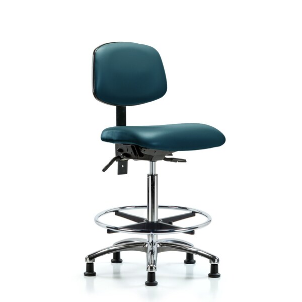 Vinyl Chair Chrome, High Bench, Foot Ring, Casters, Royal