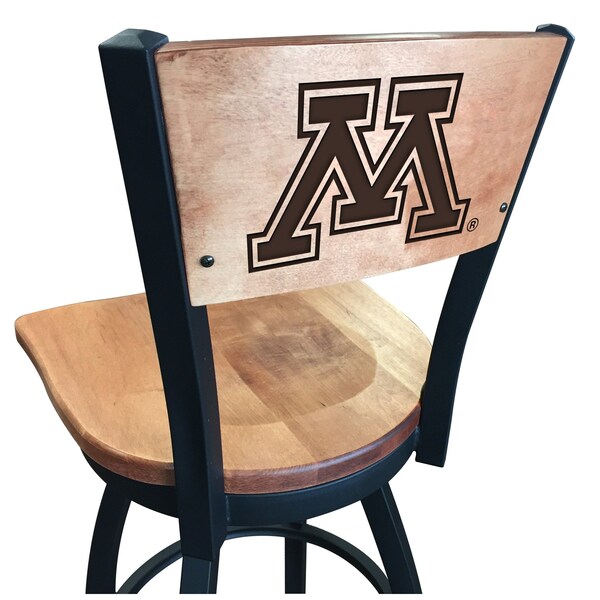 25" Blk Wrinkle Minnesota Swivel Bar Stool, Laser Engraved Back
