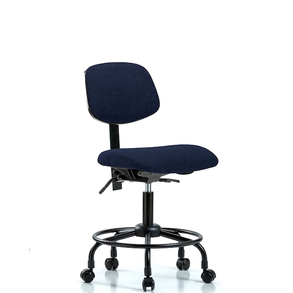 Desk Chair Desk Chair, Fabric, RT Casters, Nav, No Arms, 21" to 26" Height, Fabric, Dark Blue