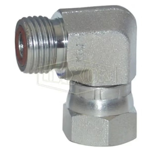 Hydraulic Elbow, 13/16-16 Nominal, Male Flat Face x Female Flat Face, Steel, Domestic