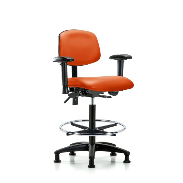 Chair, Fab, Med Bench, Tilt BF Glides, Nav, 6-Way Adjustable, 26" to 35" Height, Orange Kist
