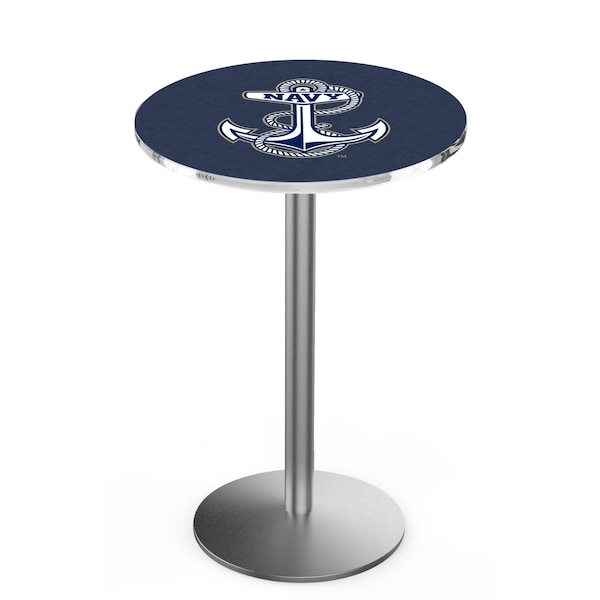 42" Stainless Steel US Naval Academy NAVY Pub Table, 36" dia. Top