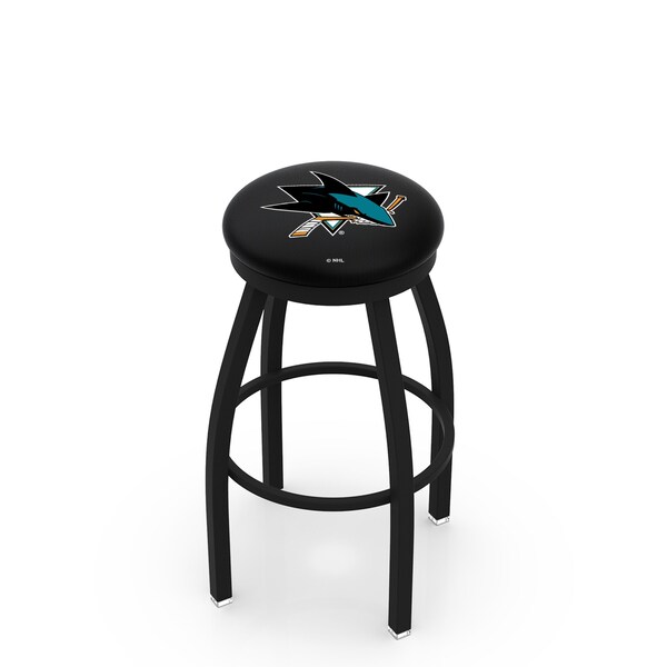 36" Blk Wrinkle San Jose Sharks Swivel Bar Stool, Accent Ring