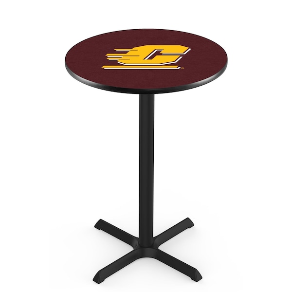 42" Blk Wrinkle Central Michigan Pub Table, 36" dia. Top