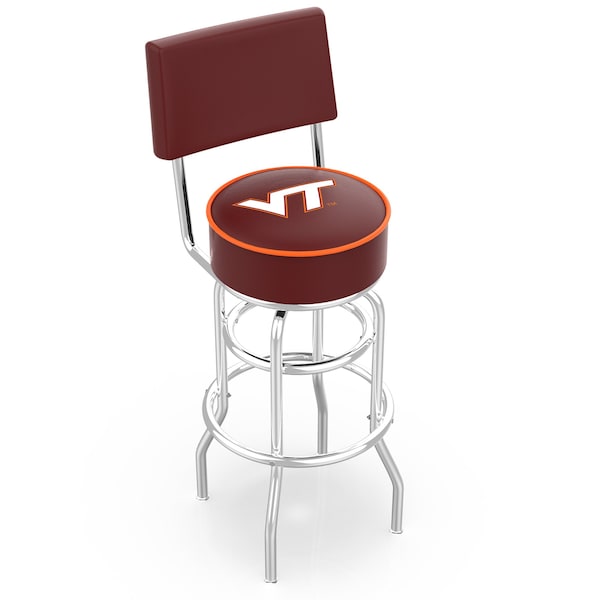 25" Chrome 2-Ring Virginia Tech Swivel Bar Stool, Back