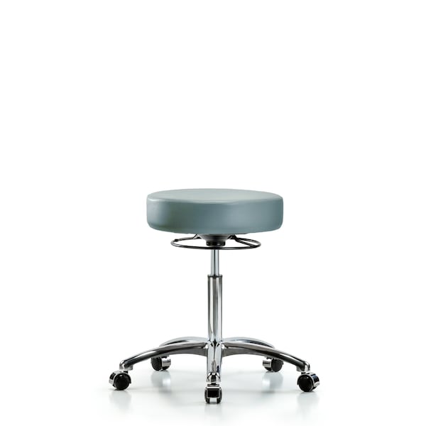 Vinyl Stool, Chrome, Med Bench, Casters, Storm