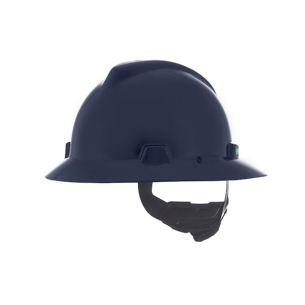 V-Gard Slotted Full Brim Hard Hat, Fas-Trac III Suspension, Type I, Class E, Dark Blue