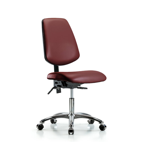 Vinyl Chair Chrome, Desk, Med Back, Casters, Borscht