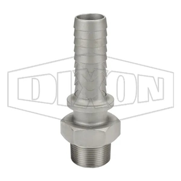 Boss Hose Stem, 1-1/4 in, MNPT x Hose Shank, 316 SS, Domestic