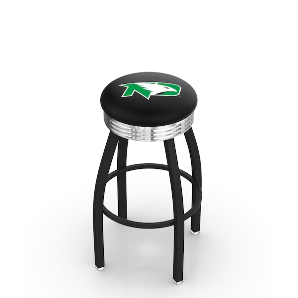 25" Blk Wrinkle North Dakota Swivel Bar Stool, Chrome Ring