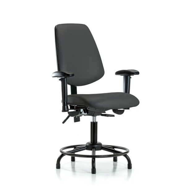Desk Chair Adjustable Arms, 18" to 23" Height, Vinyl, Charcoal