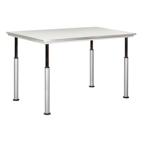 Rectangle Adjustable Table, 60" W, 62" L, 28" H, HPL Top, Grey