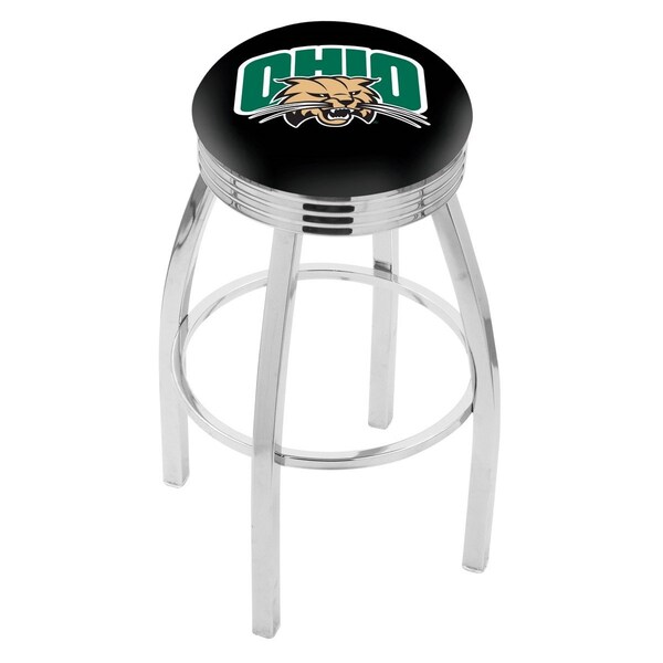 25" Chrome Ohio University Swivel Bar Stool, Accent Ring
