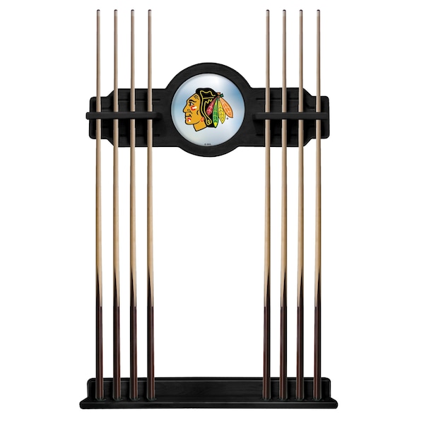 Chicago Blackhawks Cue Rack in Black Finish