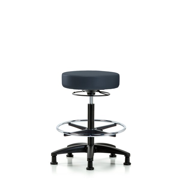 Vin Stool without Back-High Bench Ht with Chr FRandStat Glides in Imperial Blue Trailblazer Vin