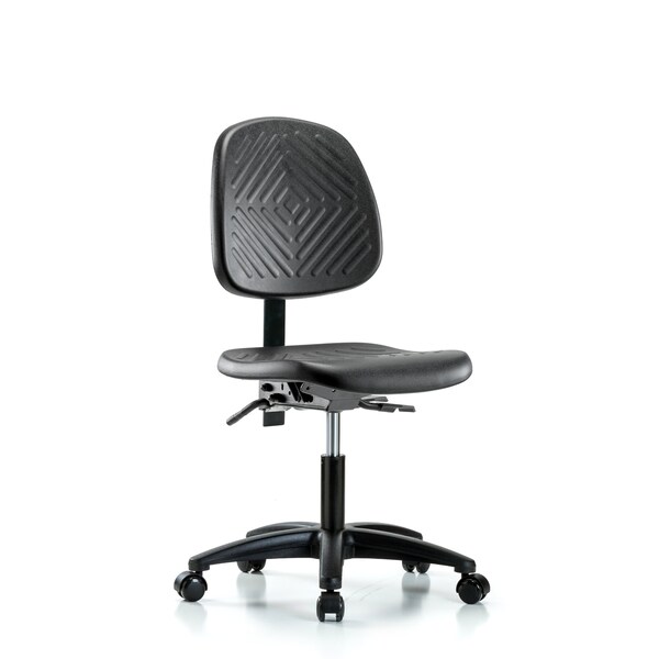 Desk Chair Desk Chair, Med, Poly, Bk, Tilt, Casters, No Arms, 17" to 22" Height, Black; Blue