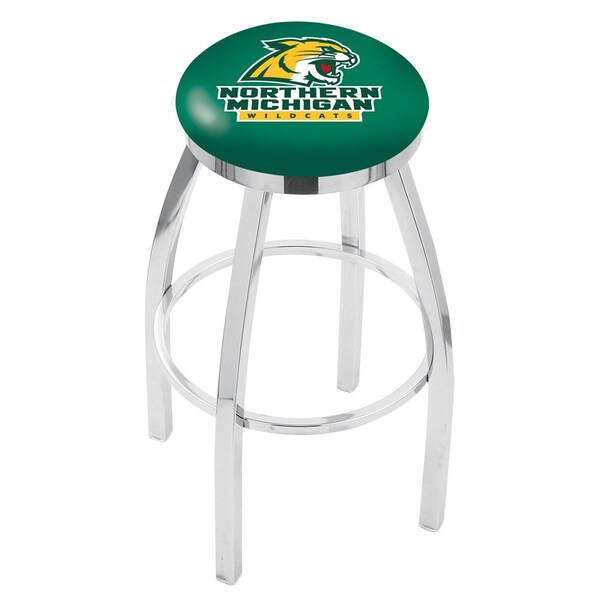 25" Chrome Northern Michigan Swivel Bar Stool, Accent Ring