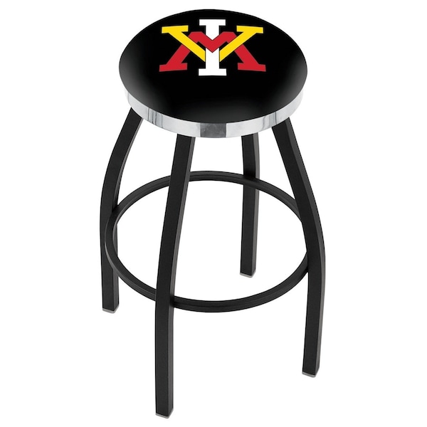 25" Blk Wrnkl Virginia Military Institute Swivel Bar Stool, Chrome Ring