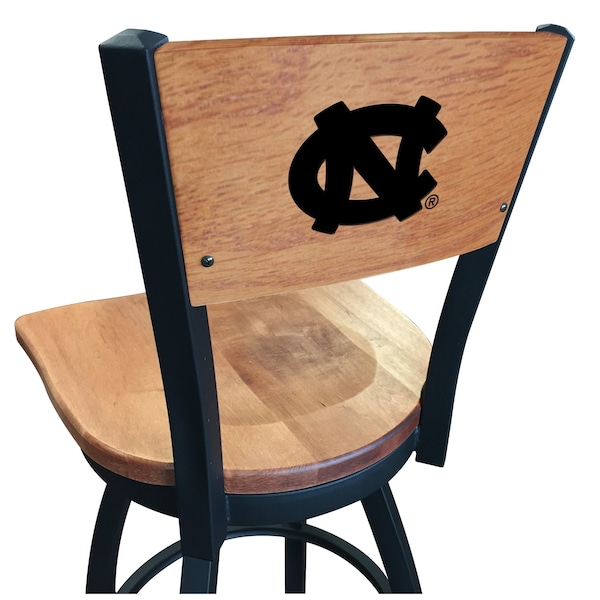 25" Blk Wrinkle North Carolina Swivel Bar Stool, Laser Engraved Back