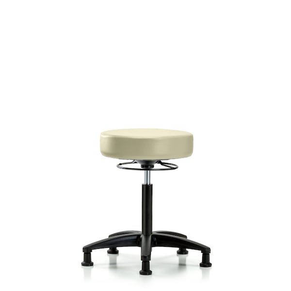 Bench Stool, Med, Vinyl, Glides, Wht