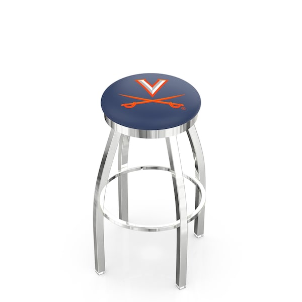 25" Chrome Virginia Swivel Bar Stool, Accent Ring