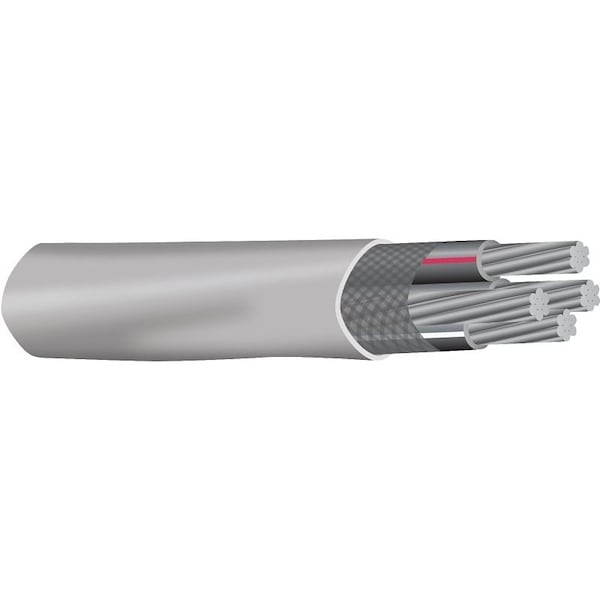 Service Entrance Cable, 4Conductor, Aluminum Conductor, PVC Insulation, Gray Sheath, 600 V