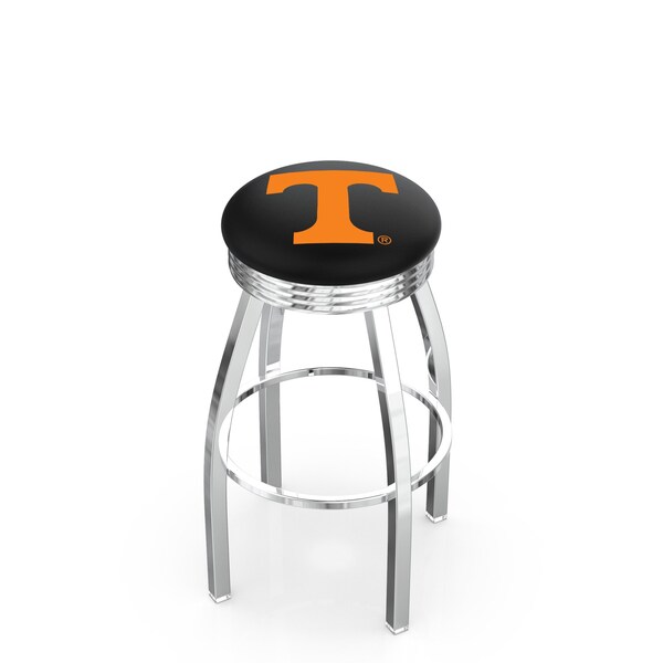 25" Chrome Tennessee Swivel Bar Stool, Accent Ring