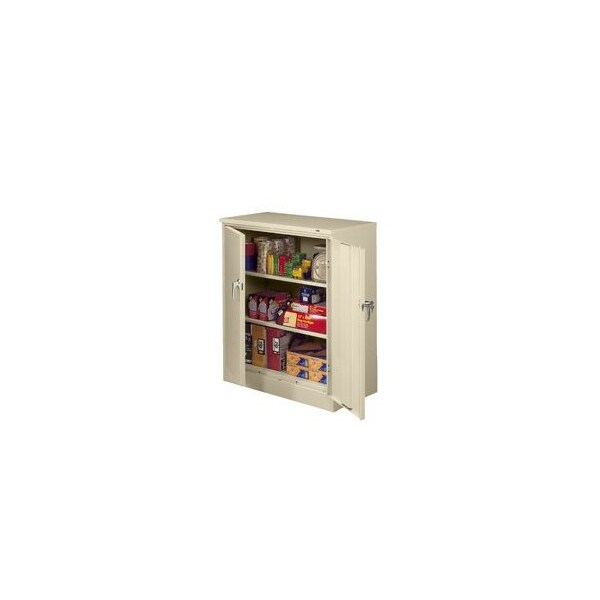 Shelving Storage Cabinet, 42 in H, 36 in W, Swing, Keyed, Medium Gray, 3 Shelves, 0 Drawers