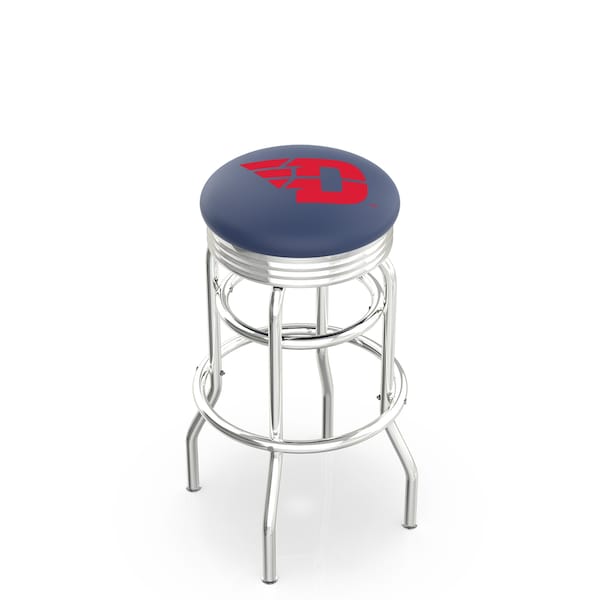 25" Chrome 2-Ring University of Dayton Swivel Bar Stool, Accent Ring