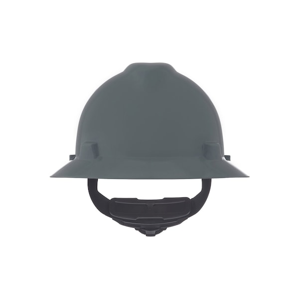 V-Gard Slotted Full Brim Hard Hat, Fas-Trac III Suspension, Type I, Class E, Gray
