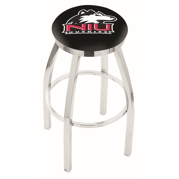25" Chrome Northern Illinois Swivel Bar Stool, Accent Ring