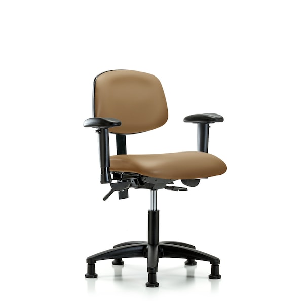 Desk Chair Desk Chair, Vinyl, Tilt AA Glides, Taupe, Adjustable Arms, 18" to 23" Height, Vinyl, Taupe