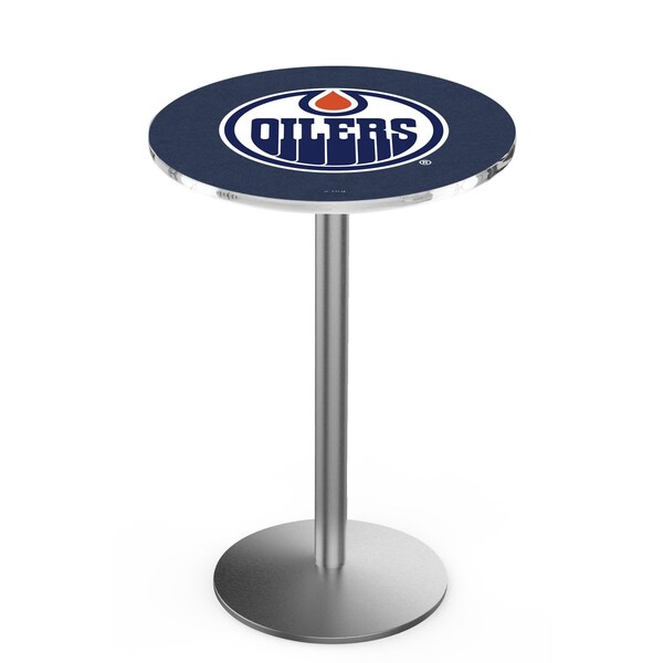 42" Stainless Steel Edmonton Oilers Pub Table, 36" dia. Top