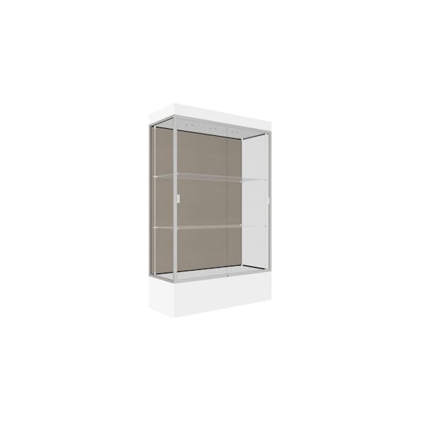 Lighted Floor Display Case 48x76x20, 12" Base, Satin