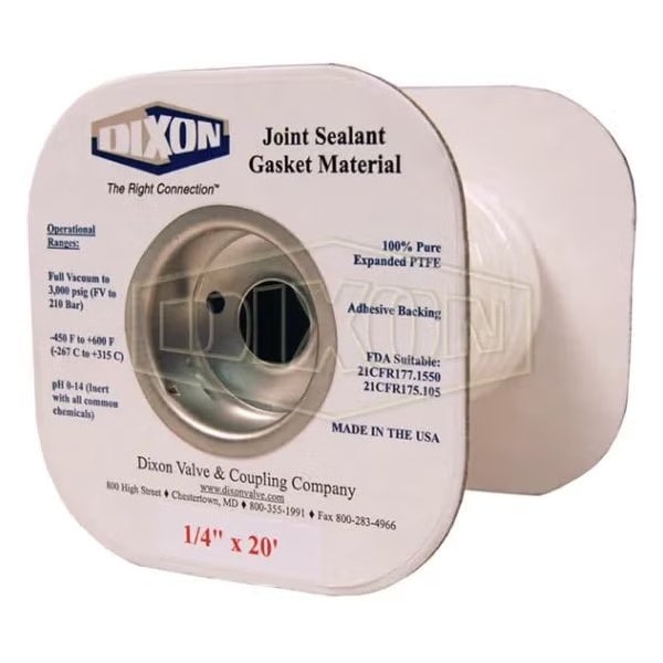 Joint Sealant Gasket, 15 ft L x 3/4 in W, 3000 psi, PTFE, Domestic