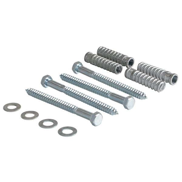 Concrete Mounting Kit, Steel, 6-3/8" Height, 3/4" Length, Silver