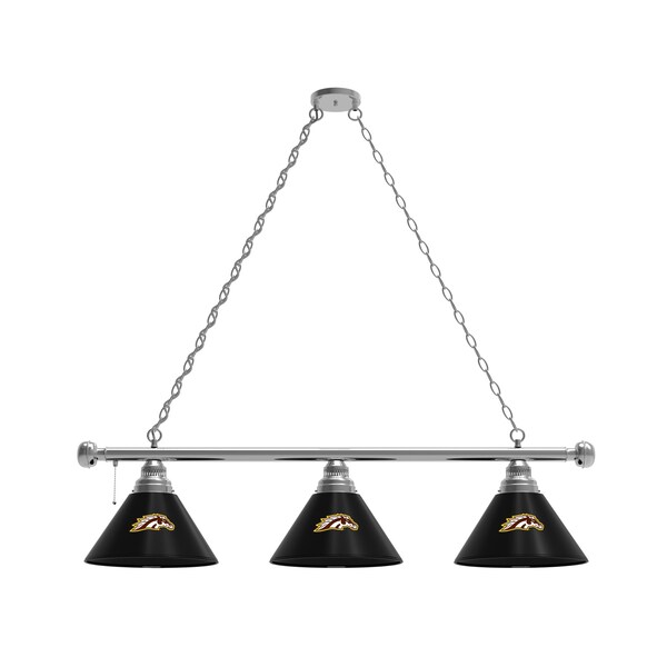Western Michigan 3 Shade Billiard Light, Chrome Fixture