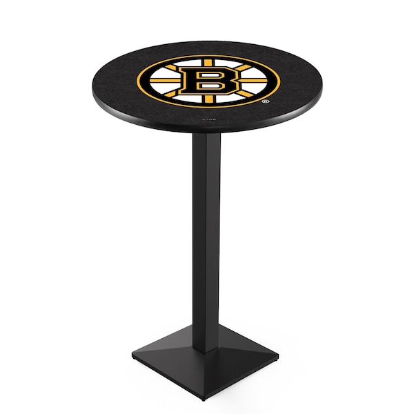 42" Blk Wrinkle Boston Bruins Pub Table, 36" dia. Top