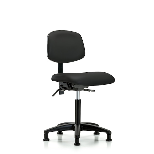 Chair, Vinyl, Med Bench, Glides, Blk, No Arms, 22" to 29" Height, Black